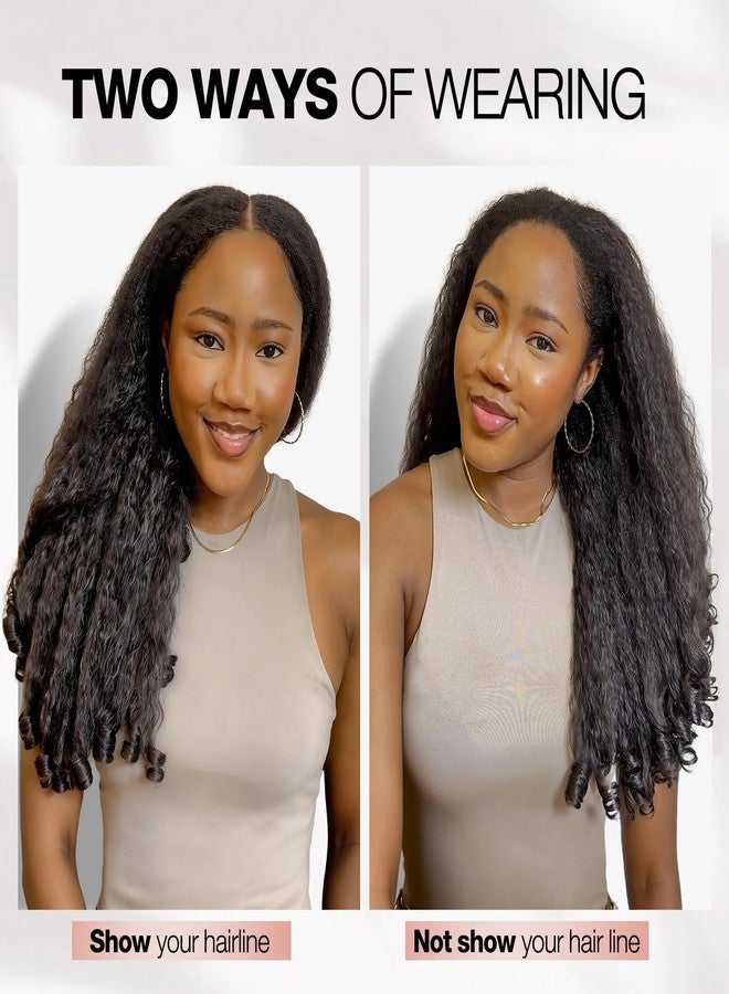 Quantum Love Yaki Curly V Part Wigs for Black Women Afro Curly V Part Synthetic Braided Hair 24 Inch Kinky Curly Clip in Half Wig with Bouncy Curls - Image 3